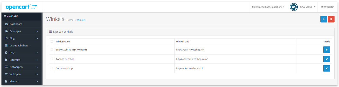 OpenCart Multistore webshops